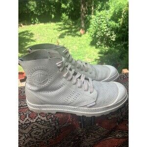 Palladium Boots Perforated Leather Shoes Beige Womens 8 US 39.5 Hightop Sneakers